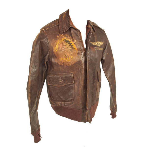 Original U.S. WWII Named Painted A-2 Leather Flight Jacket For