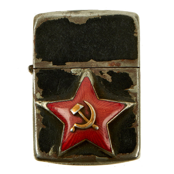 Original U.S. WWII “Black Crackle” Zippo Lighter With Soviet Enamel St –  International Military Antiques