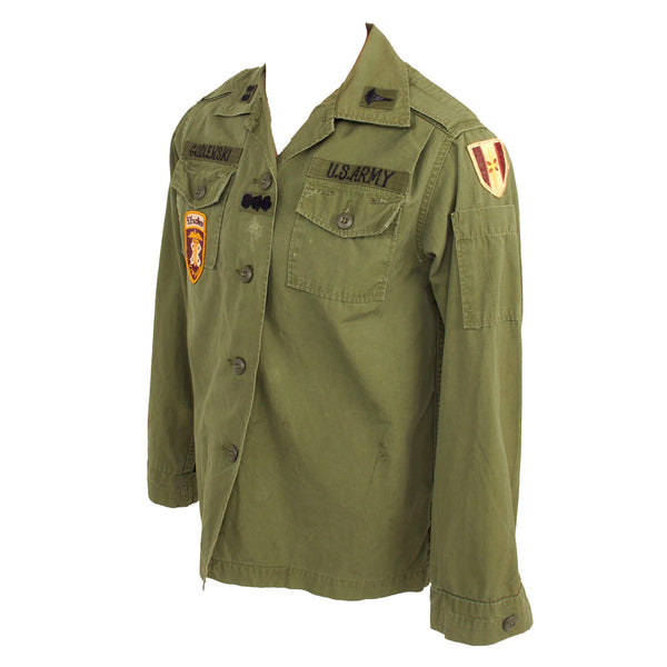 Original U.S. Vietnam Female Nurse’s Poplin Jungle Fatigue Shirt with 93rd  Evacuation Hospital, 44th Medical Brigade Incountry-Made Insignia