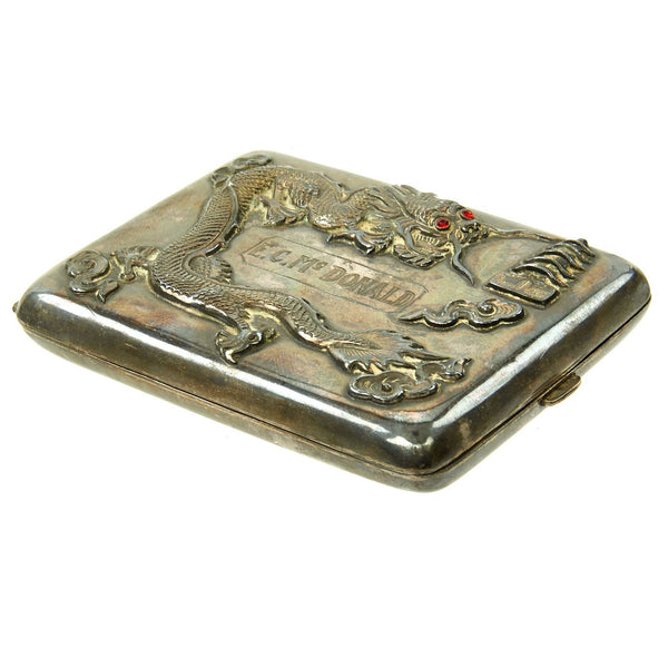 WW2 Era Dragon & Anchor Silver Cigarette Case — Worn-Over-Time