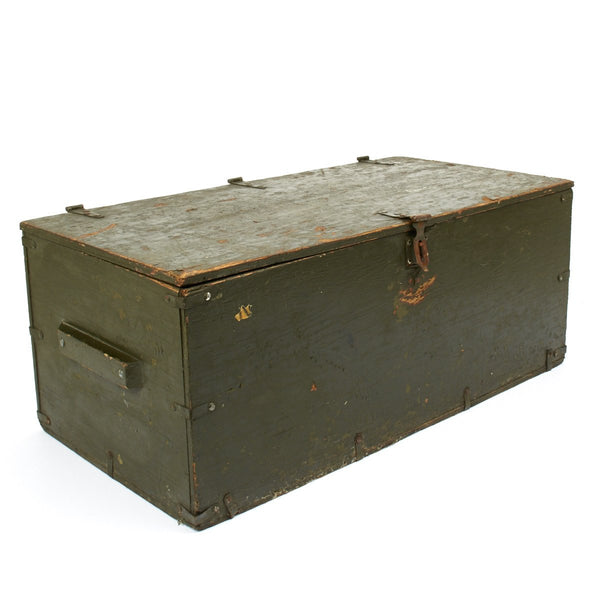 1950's United States Army Military Painted Wood Foot Locker Chest