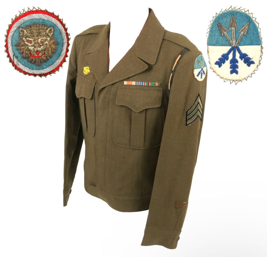 Original U.S. WWII “Old Guard” 3rd Infantry Regiment, 106th Infantry Division Ike Uniform Jacket with German Bullion Insignia & Scarce Buff Strap