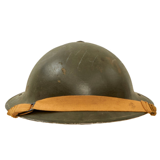 Original British Canadian WWII 1942 Brodie MkII Helmet with Liner & Chinstrap - Size 7 ¼ Original Items