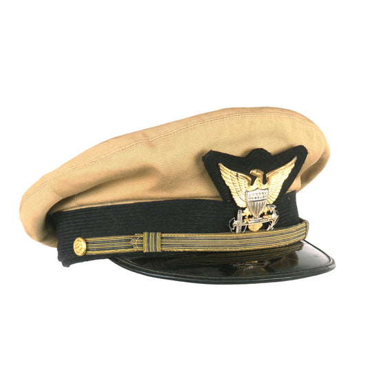 Original U.S. WWII Named Coast Guard Officer Visor Hat - Lieutenant Junior Grade John L. Smithson