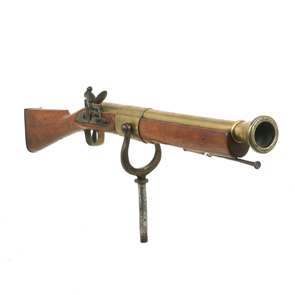 Original Magnificent British Brass Barrel Flintlock Naval Blunderbuss Swivel Gun by Blissett & Son Marked to Ship ISABELLA - circa 1830 Original Items