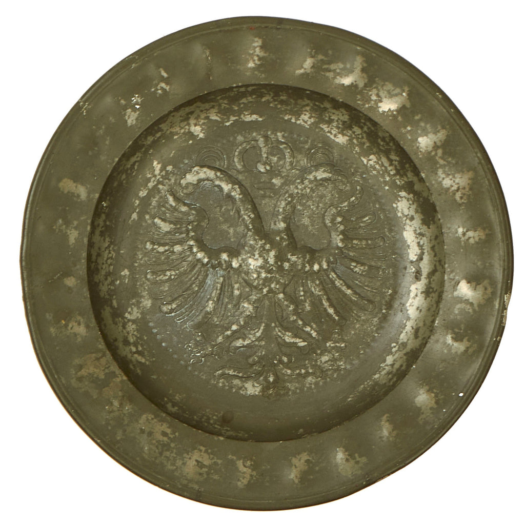 Original 18th Century Holy Roman Empire Double Headed Eagle Coat of Arms Pewter Charger Plate Original Items