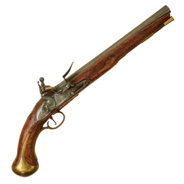 Original British P-1756 Flintlock Heavy Dragoon Pistol Pistol by Grice with Single Screw Behind the Hammer - dated 1759