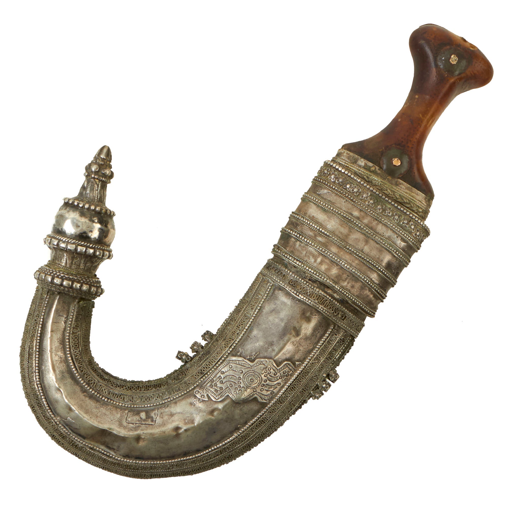 Original 19th Century Arabian Jambiya Dagger with Heavily Silver 