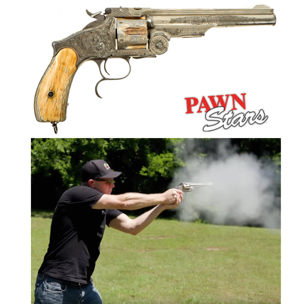 Original U.S. 1874 Engraved Nickel and Gold Plated Smith & Wesson Third Model .44 Russian Revolver with Ivory Grips - As Seen on History Channel Pawn Stars Original Items