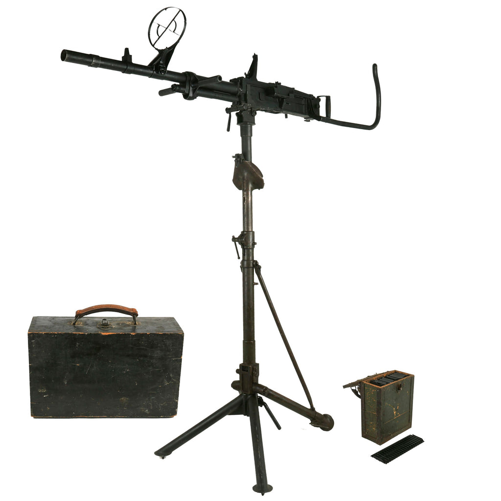 Original Italian WWII Breda Model 37 Display Machine Gun with Tripod, Anti-Aircraft Mount Set, and Accessories Original Items