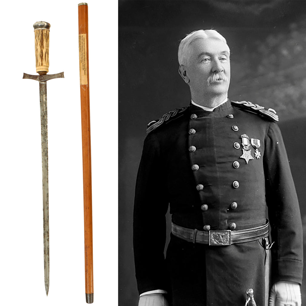 Original U.S. Civil War Medal of Honor Recipient General John Francis Weston’s Sword Cane with Staghorn Sterling Head by Stone Sterling Silver Co. Original Items