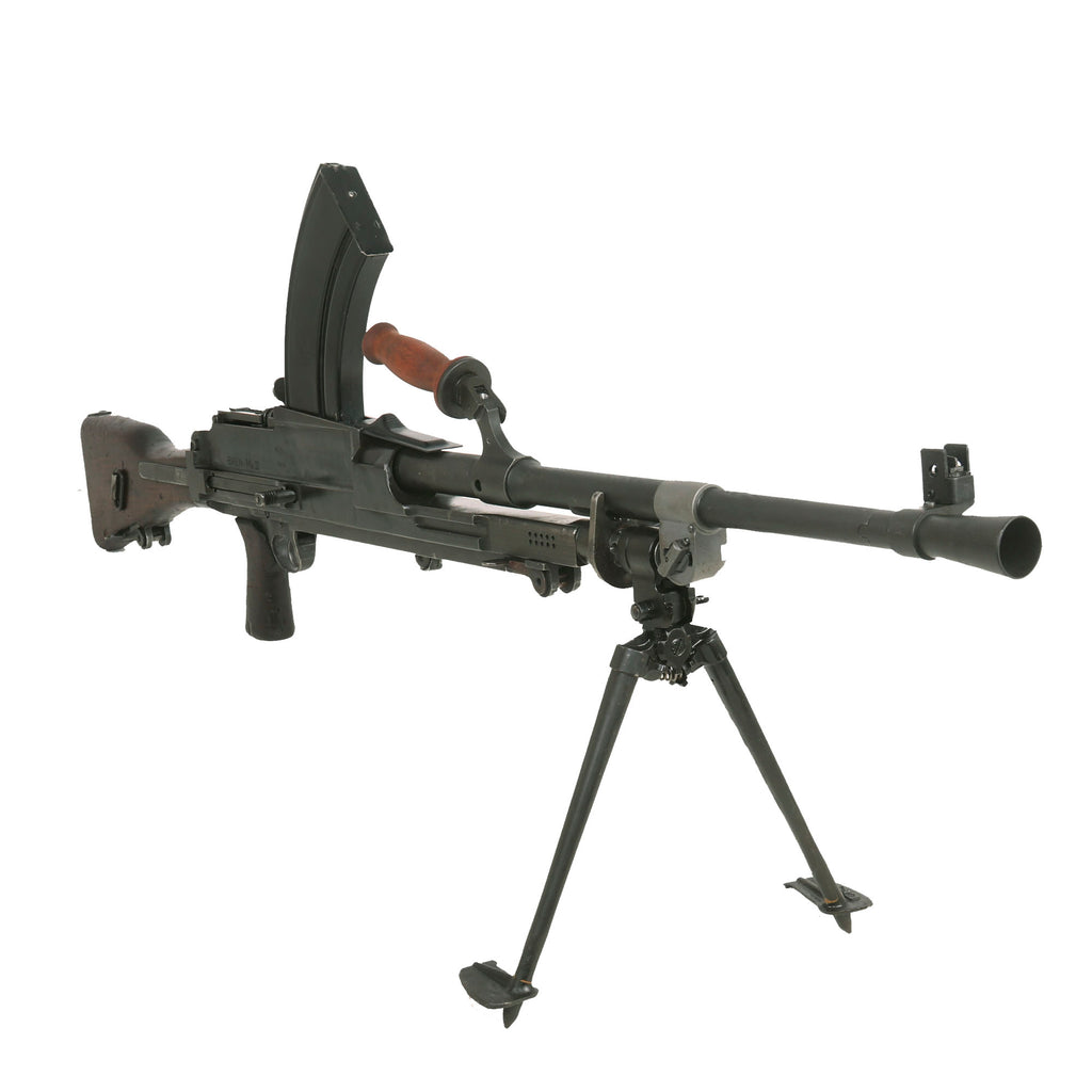 Original British WWII 1943 Dated Bren MkII Display Light Machine Gun by Daimler Monotype Serial T8655 with Live Barrel & Magazine