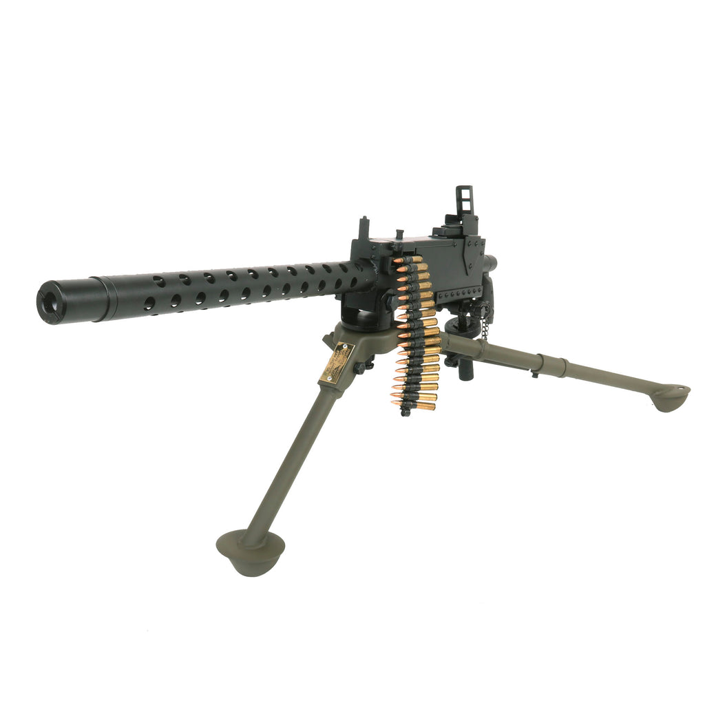 U.S. WWII Browning .30 Caliber M1919A4 Steel Replica Non-Firing Display Machine Gun with Complete M2 Tripod & Ammo Belt