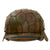 Original German WWII M40 Refurbished Chicken Wire Half Basket Normandy Splinter Camouflage SS Helmet - Stamped EF66