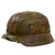 Original German WWII M40 Refurbished Chicken Wire Half Basket Normandy Splinter Camouflage SS Helmet - Stamped EF66