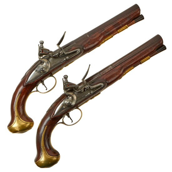 Original 18th Century Matched Pair of 20 Bore Flintlock Officer Pistols by William Brander of London - Circa 1775 Original Items