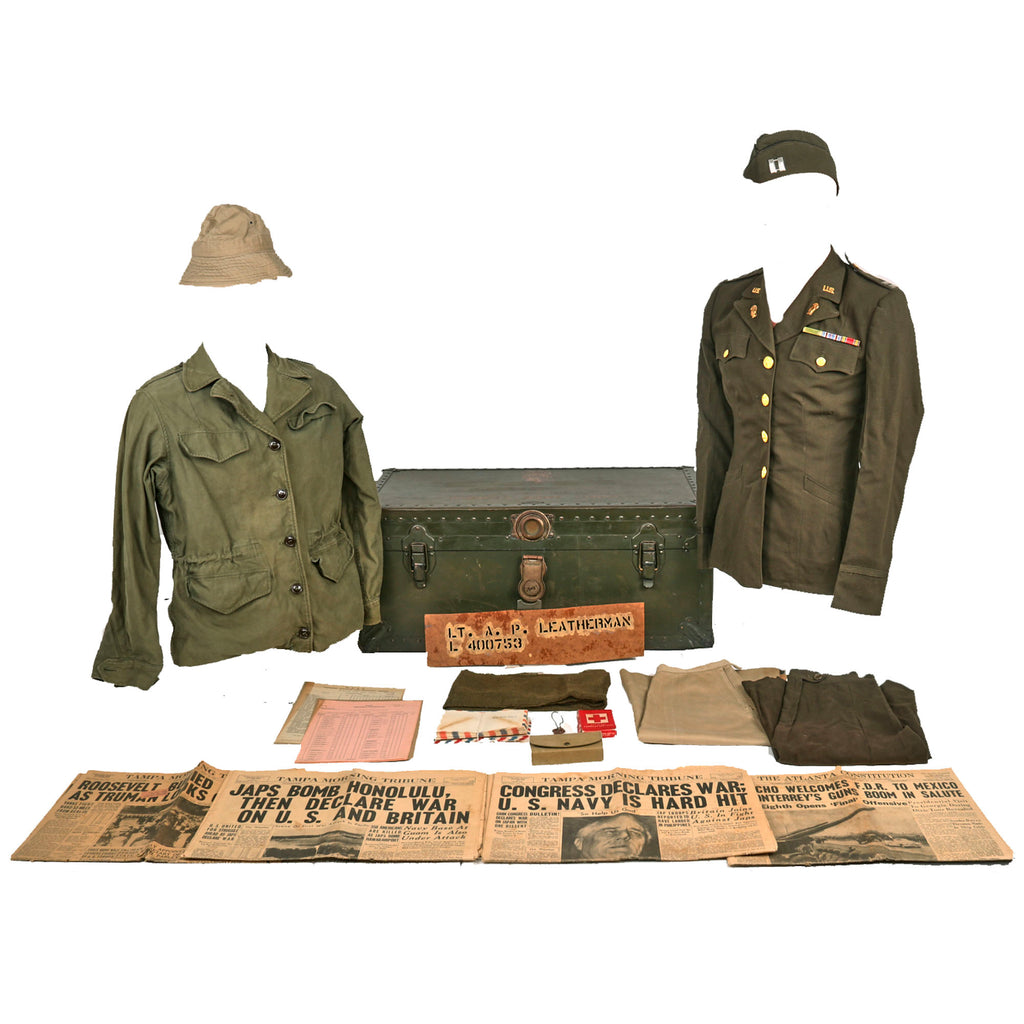 Original U.S. WWII Women’s Auxiliary Army Corps Female Captain’s Painted WAC Trunk & Uniform Grouping - Ava P. Leatherman