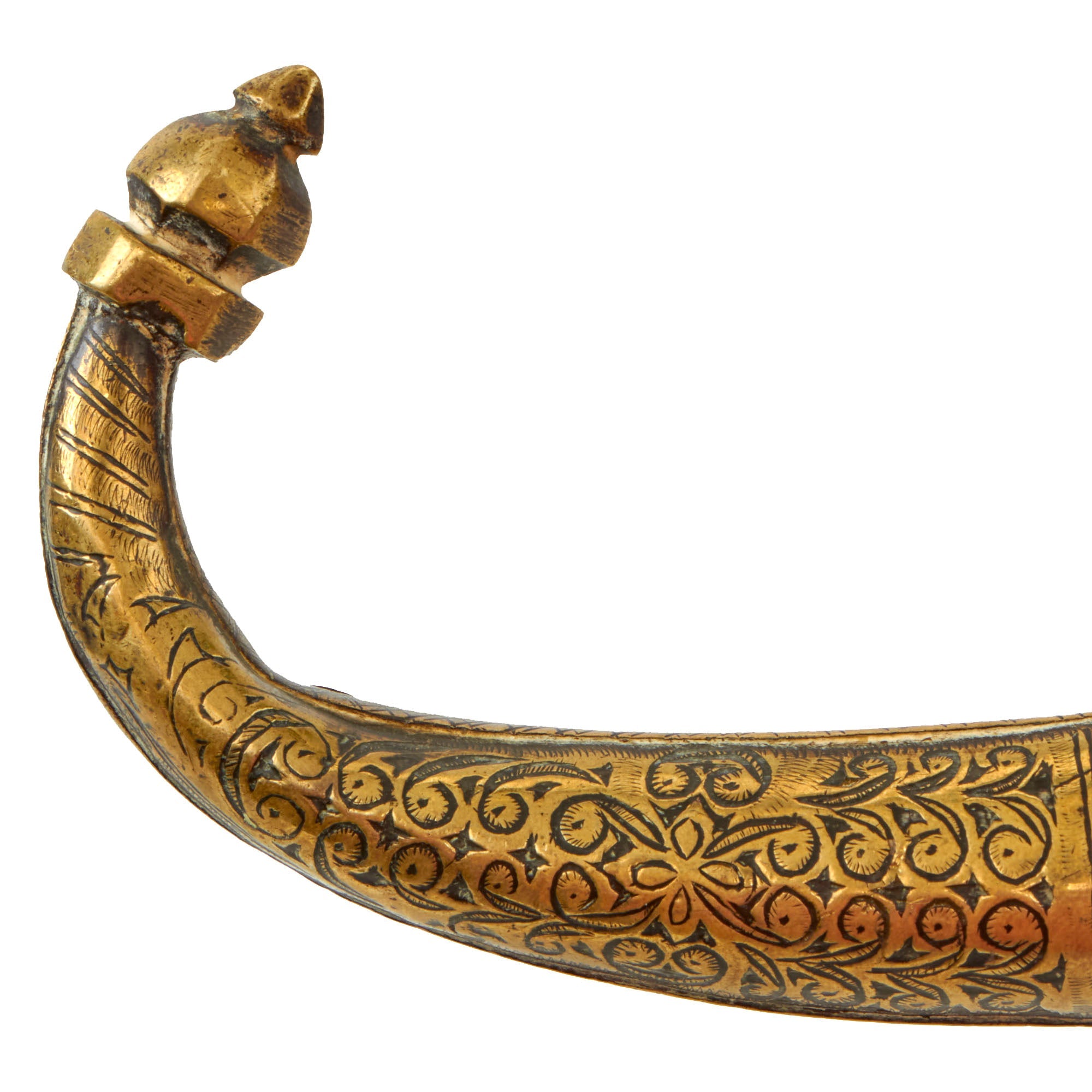 Antique Decorated Brass Gun Powder Horn North African circa 18th-19th  Century