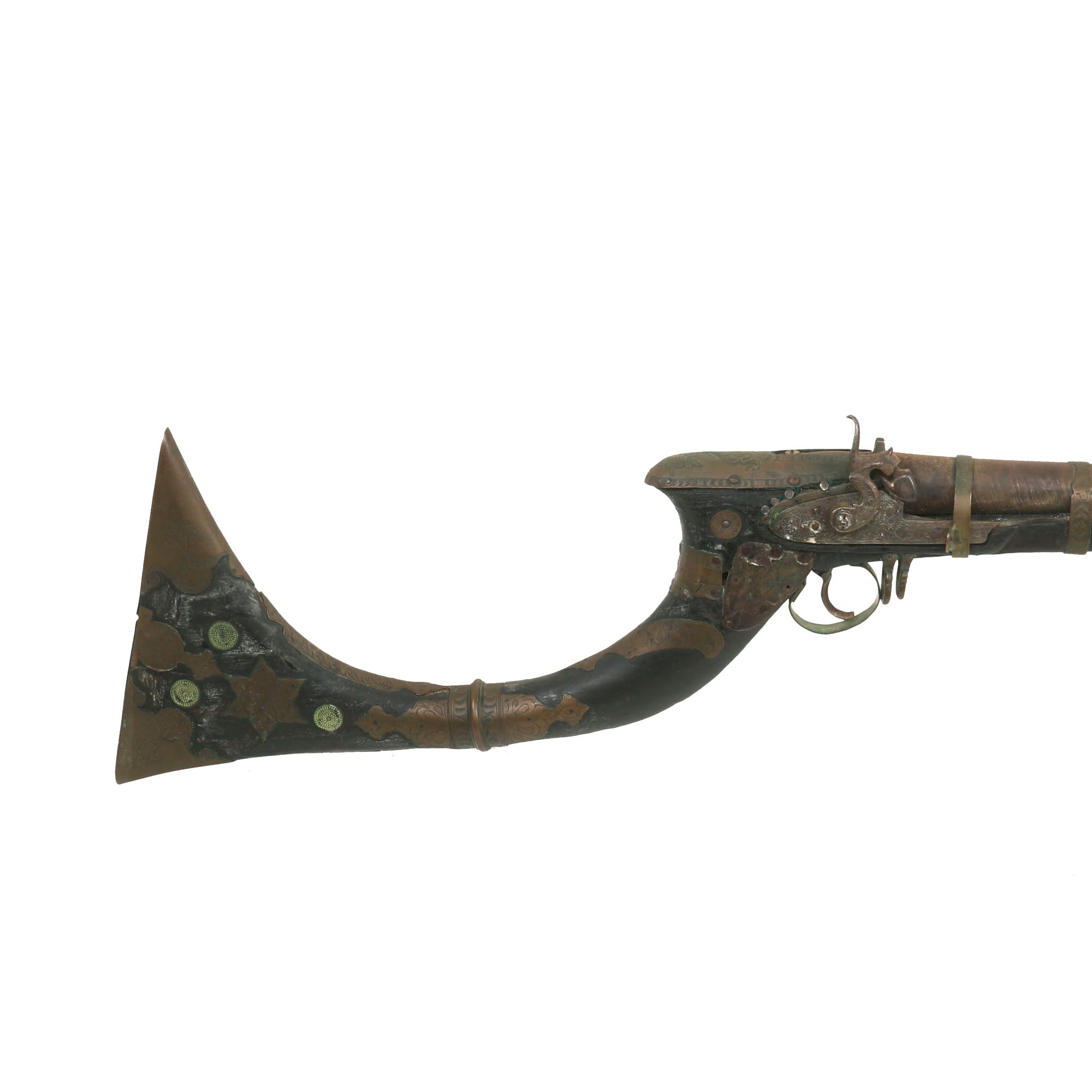 Original Indian Brass Decorated Percussion Jezail Musket from the Sind ...