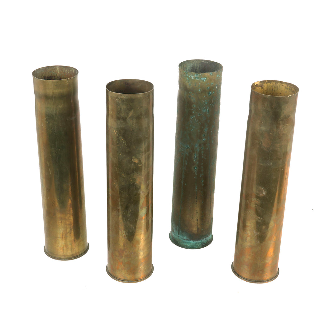 Original French WWI Lot of Four Inert Canon de 75 Modèle 1897 75mm Shell Casings - 75mm Field Gun