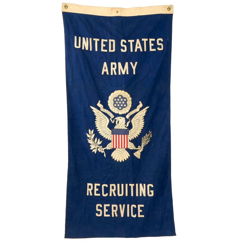 Original U.S. WWII Era US Army Recruiting Service Recruitment Banner - 27” x 56” Original Items