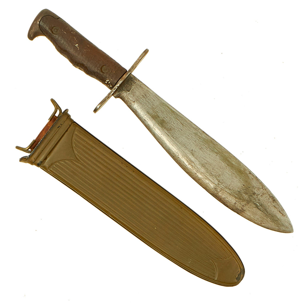 Original U.S. WWI Model 1917 Bolo Knife by Plumb St. Louis with Rare Steel Scabbard by L.F.&C dated 1918 Original Items