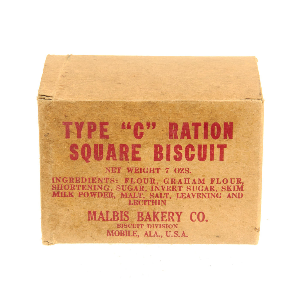 Original U.S. WWII Unissued "C" Ration Square Biscuits in Wrapper by Malbis Bakery Co Original Items