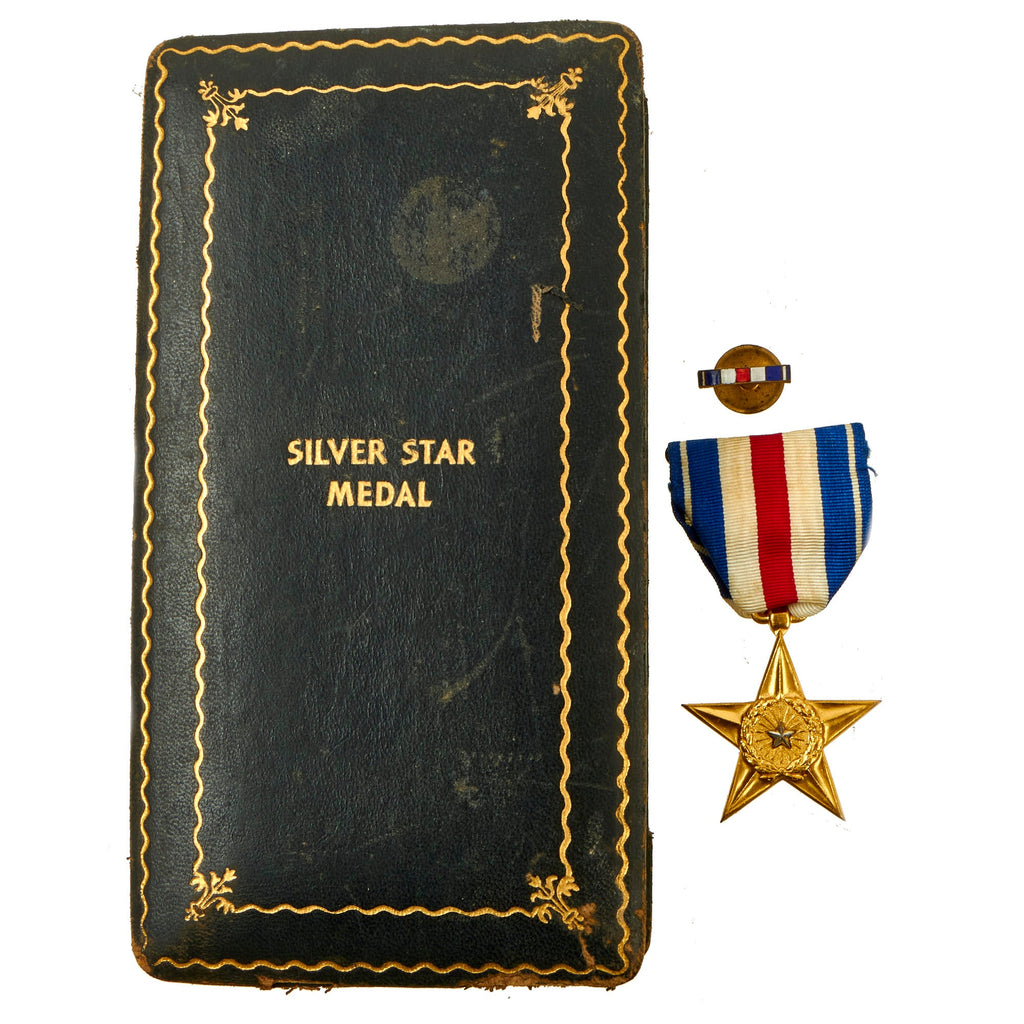 Original U.S. WWII Silver Star Medal and Lapel Device Set With Presentation Case Original Items