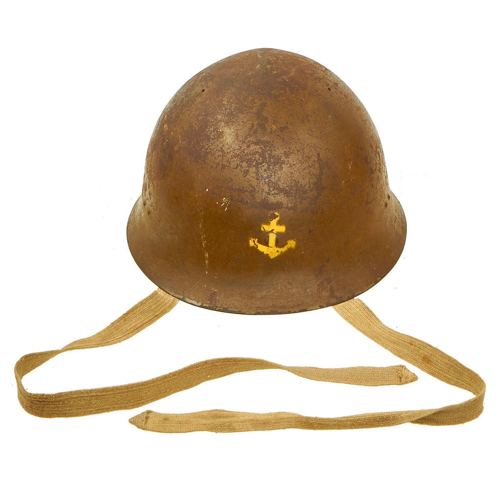 Original Japanese WWII Type 90 Navy Helmet with Complete Liner and Chinstrap - Tetsubo Original Items