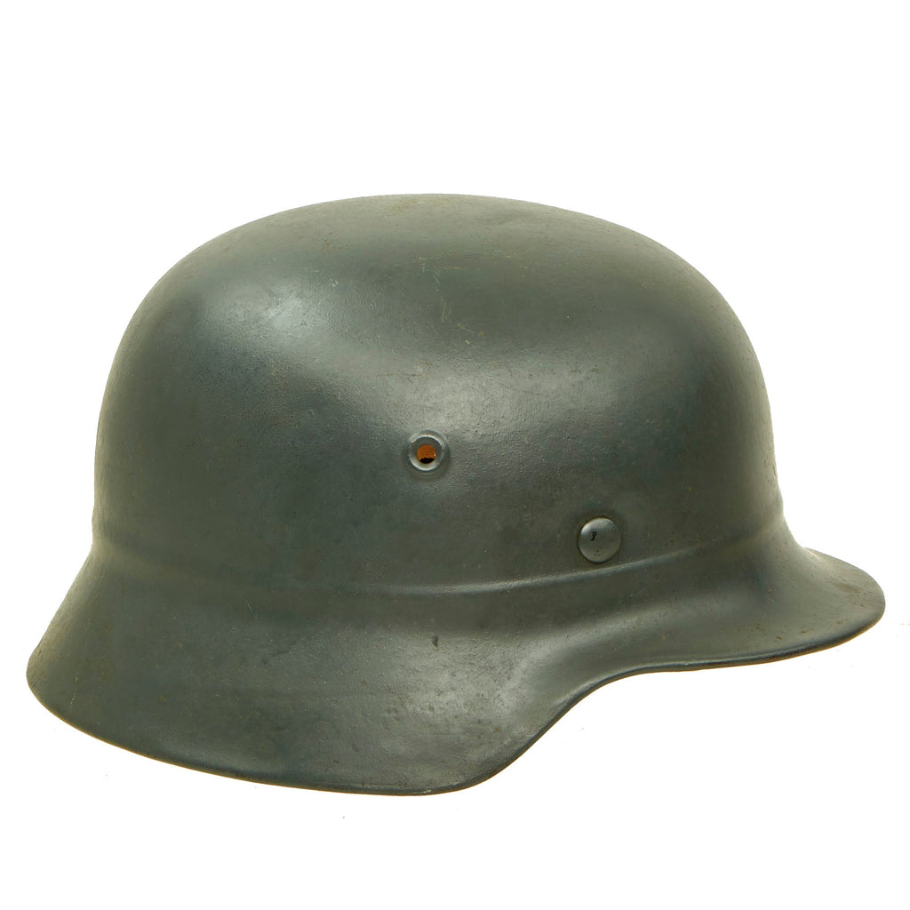 Original German WWII Civic Beaded M40 Steel Helmet - Repainted with Post War Liner - ET64 Original Items