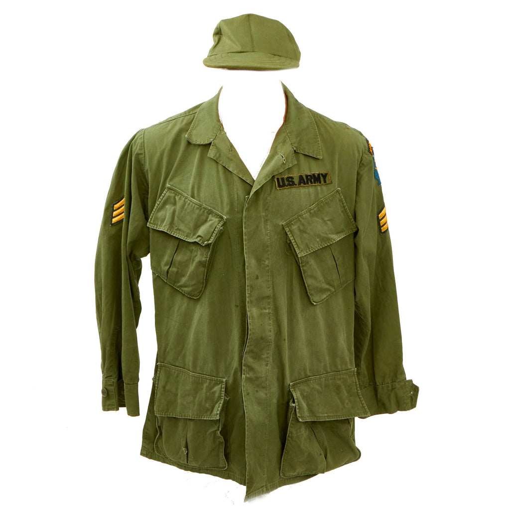 Original U.S. Vietnam War 1st Special Forces (Airborne) OG-107 “Type III” Jungle Jacket With OG-106 “Ball Cap” Original Items