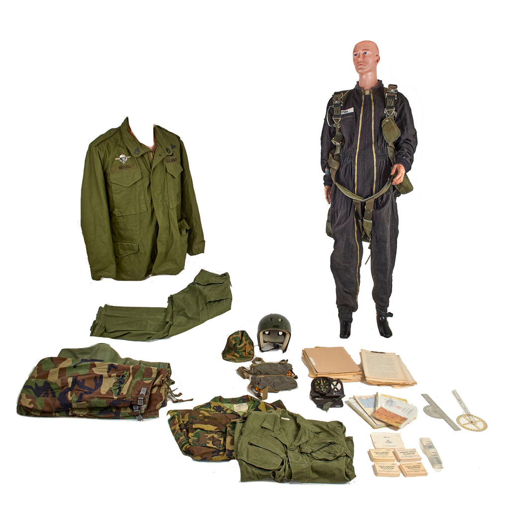 Original U.S. Post Vietnam War Sgt Maj George Beitzel Former Vietnam War MACV-SOG Deltas Issued ODA-10 HALO Jumpsuit, Parachute and Uniforms Grouping - Large Grouping With Documents Original Items