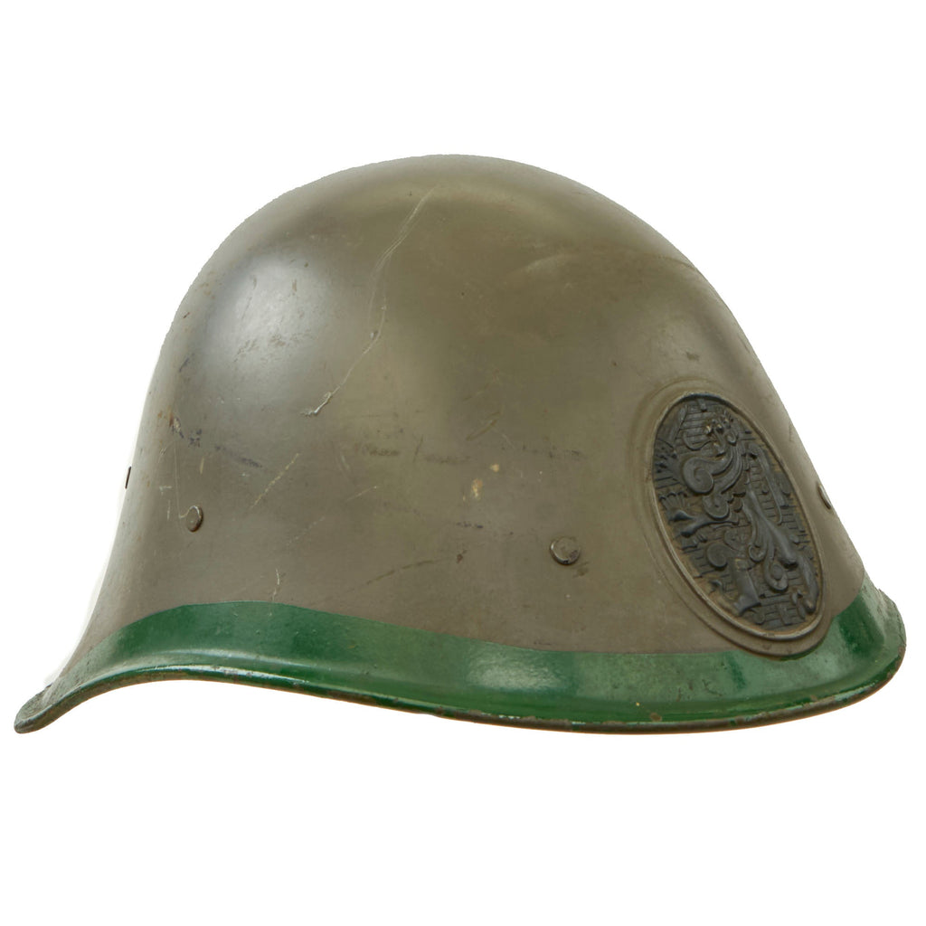 Original Netherlands WWII Unissued Dutch M34 Steel Helmet With Badge and Original Paint - Complete Original Items