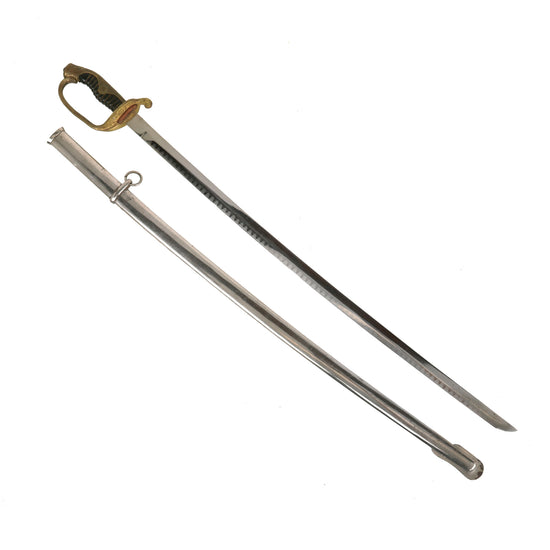 Original Imperial Japanese WWII Army Type 19 Kyu-Gunto Nickel-Plated Parade Officer’s Sword with Scabbard