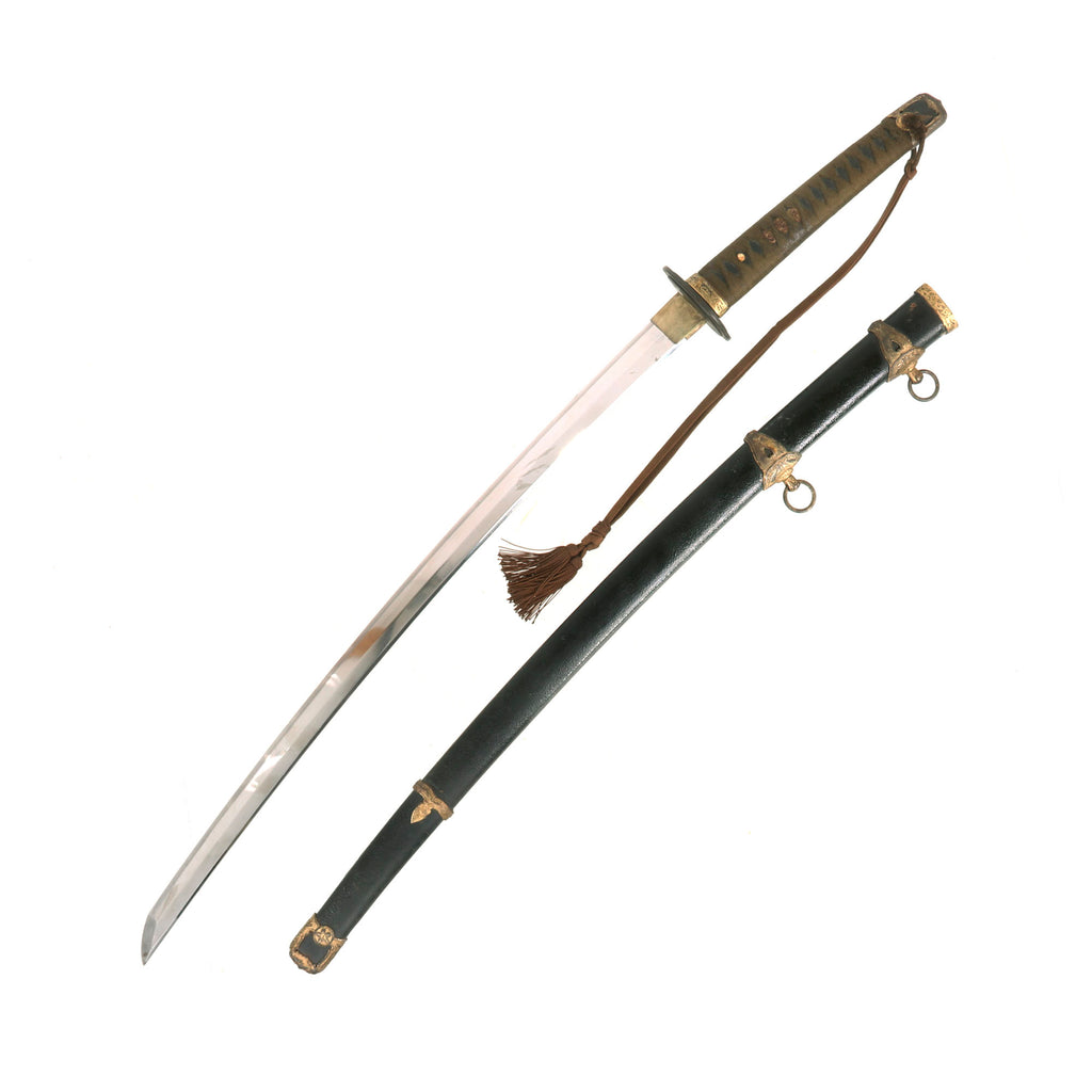 Original WWII Japanese Navy Officer P1937 Kai-Gunto Katana Sword by TAKEYASU with Textured Scabbard & Tassel Original Items