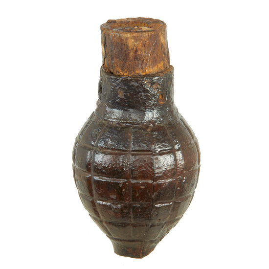 Original French WWI Inert Foug M1916 Inert Lemon Grenade with Partial Wooden Top Plug - Citron modèle 1916