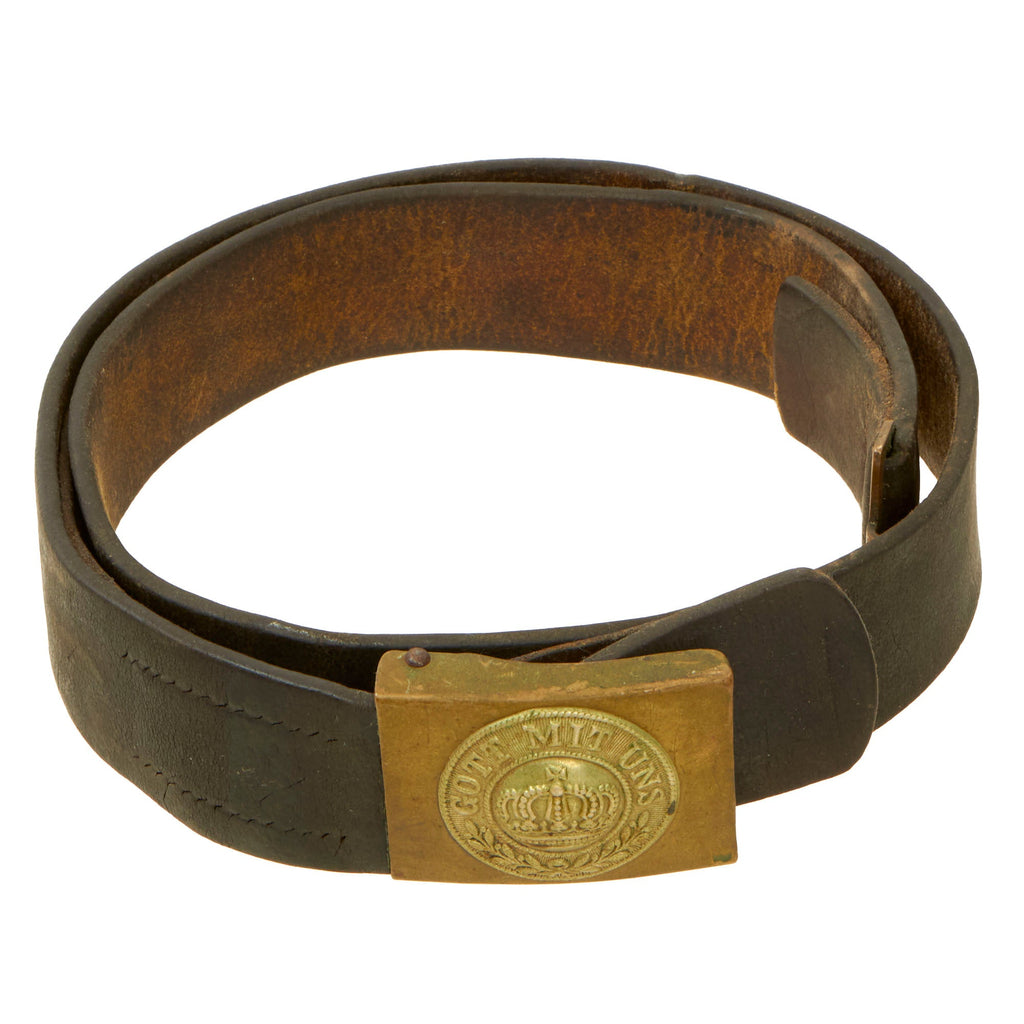 Original Imperial German WWI M1915 Leather Belt with EM/NCO Prussian Steel Buckle Original Items