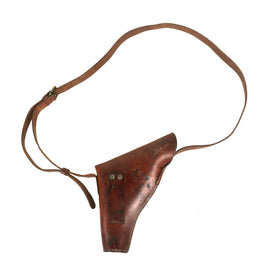 Original Canadian WWII Flare Signal Pistol Leather Holster with Shoulder Strap Made in Toronto