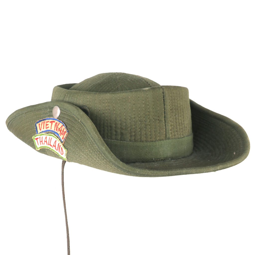 Original U.S. Vietnam War US Army Incountry-Made “Cowboy” Bush Hat with Vietnam & Thailand Patches - Size 6