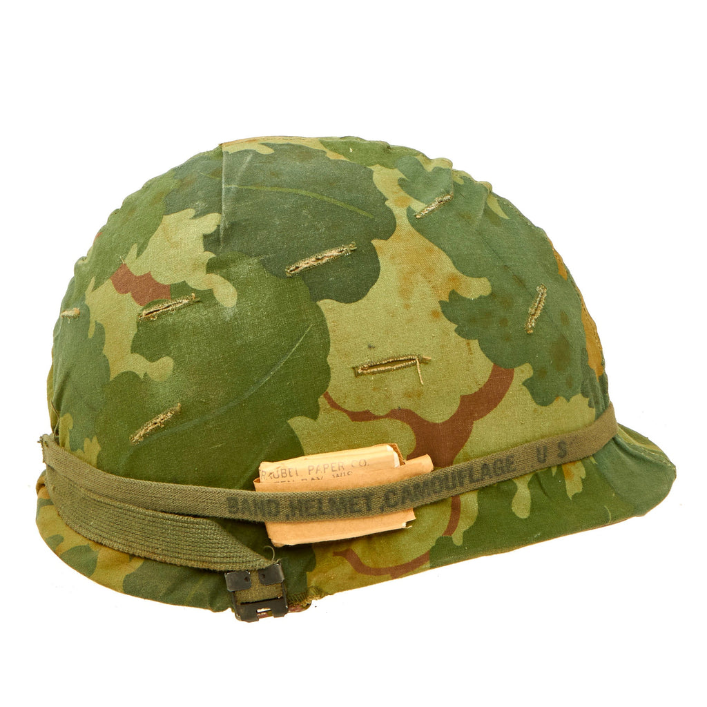 Original U.S. Vietnam M1 Helmet with USMC Camouflage Cover and Liner - Complete Original Items