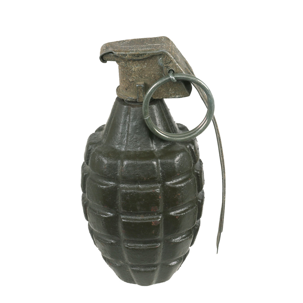 Original U.S. Early WWII Inert MkII Pineapple Fragmentation Grenade with Repainted Early Body & M10A3 Fuze Original Items