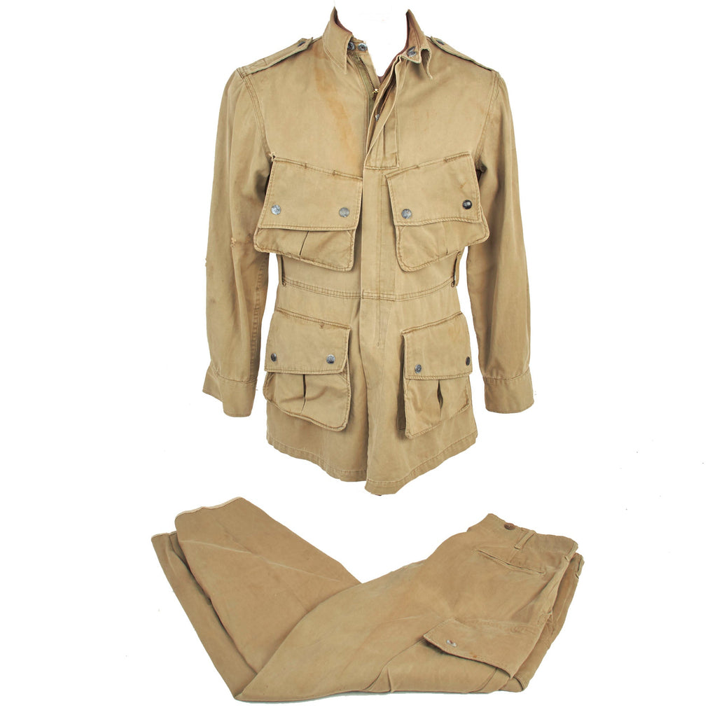 Original U.S. WWII Service Worn M1942 Paratrooper M42 Jump Jacket and Pants - Both Laundry Number Marked Original Items