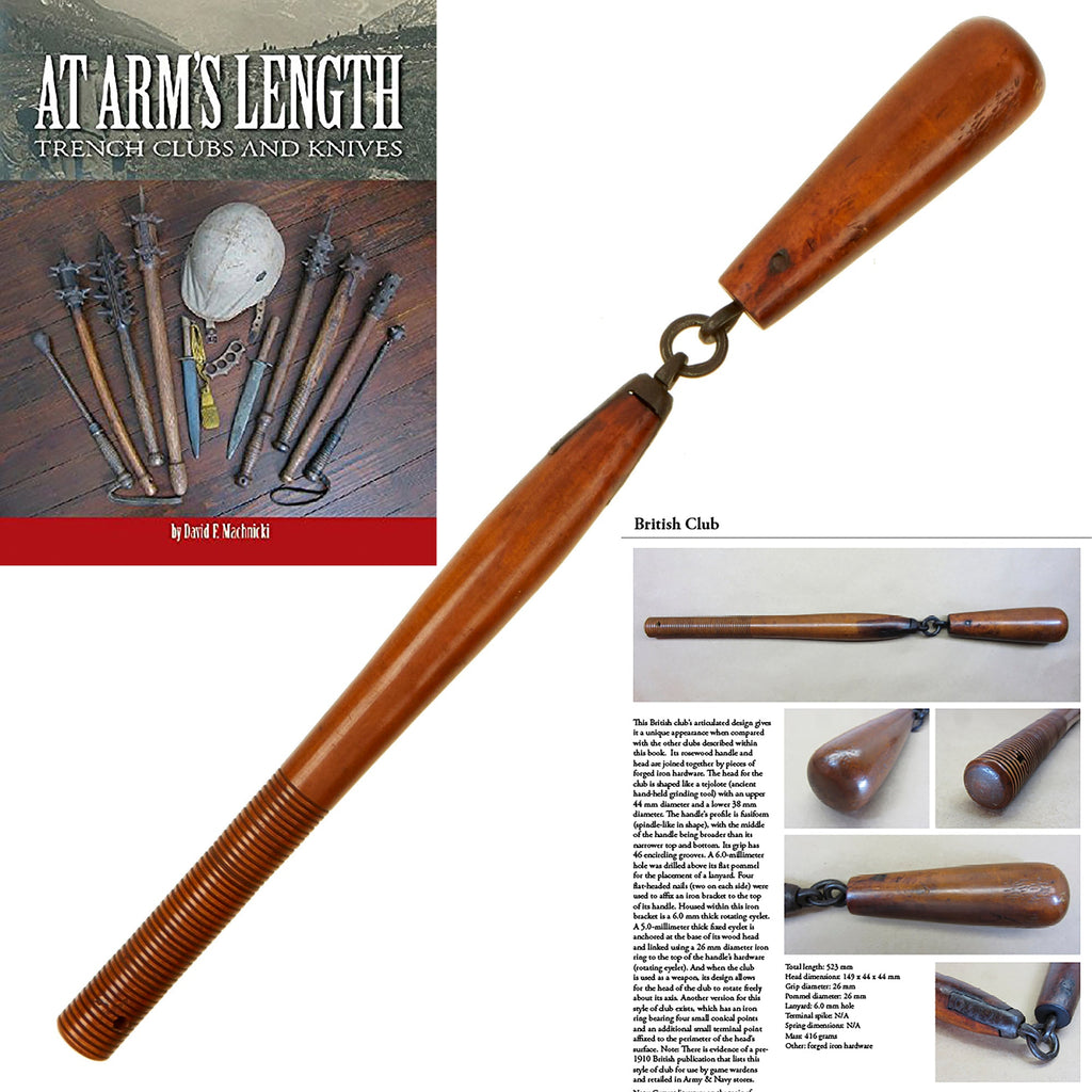 Original British WWI Flail Style Trench Club - Featured in Book At Arm's Length Page 38 Original Items