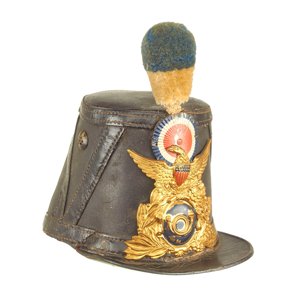 Original U.S. Civil War Imported French Second Empire Model 1860 Leather Shako - Original Period Applied Insignia Original Items