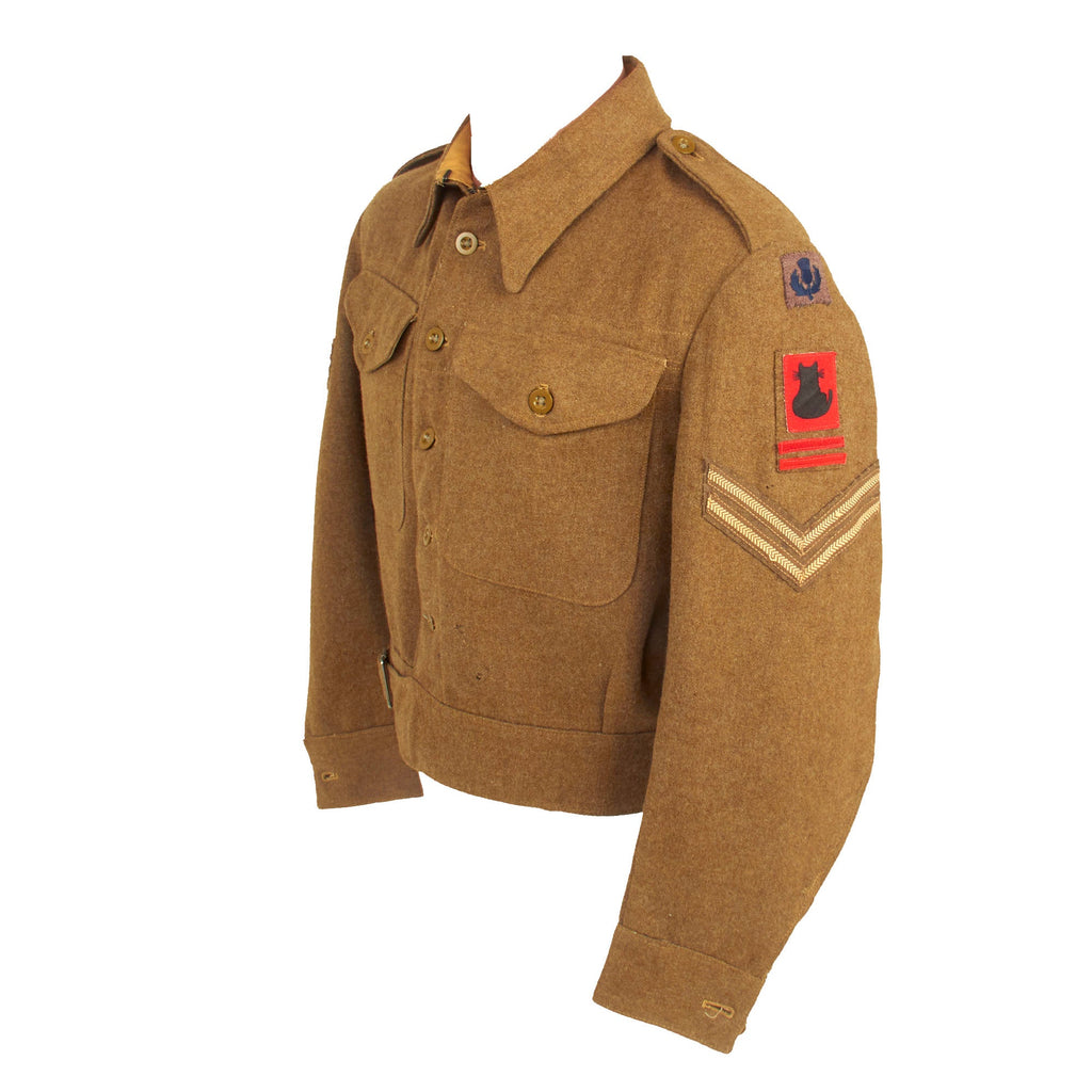 Original British WWII Era 56th London Infantry Division Battledress Uniform Tunic With Period Applied Insignia Original Items