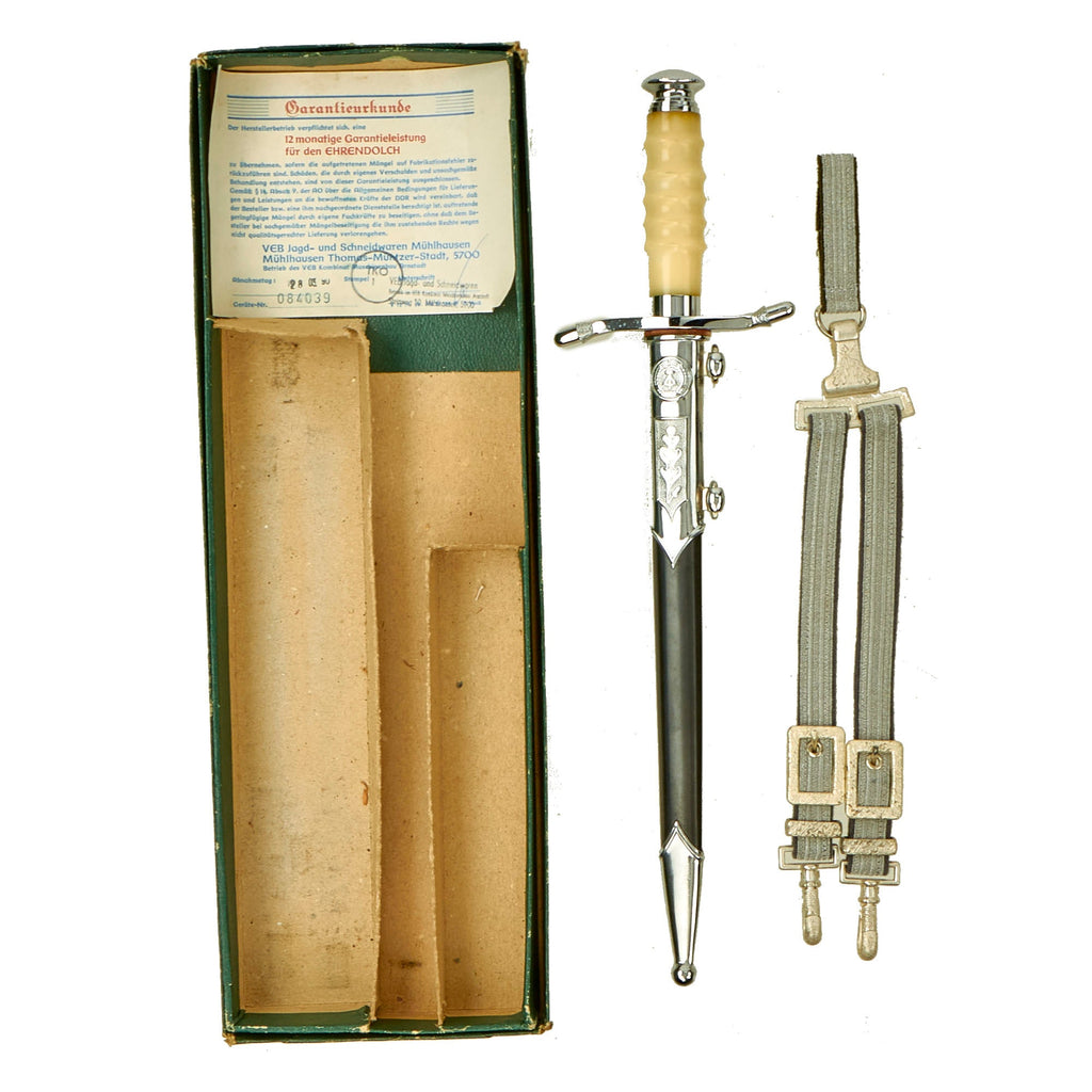 Original German Cold War Era Unissued East German NVA Honor Dagger With Original Hanger, Box and Warranty Card Original Items