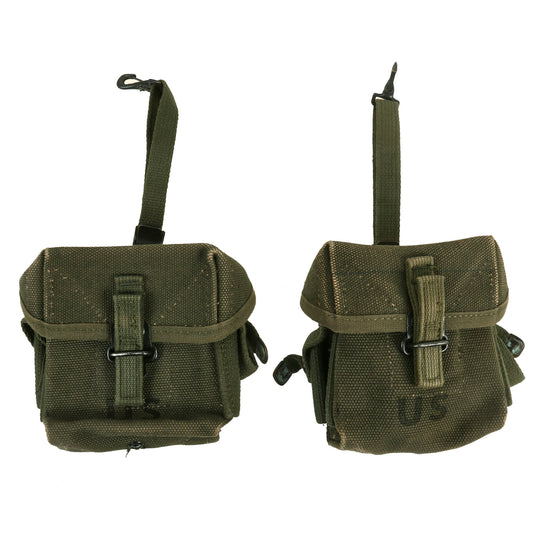 Original U.S. Vietnam War Pair of “Shorty” Variant 20-Round M-16 Pouches - Scarce - 1968 Dated