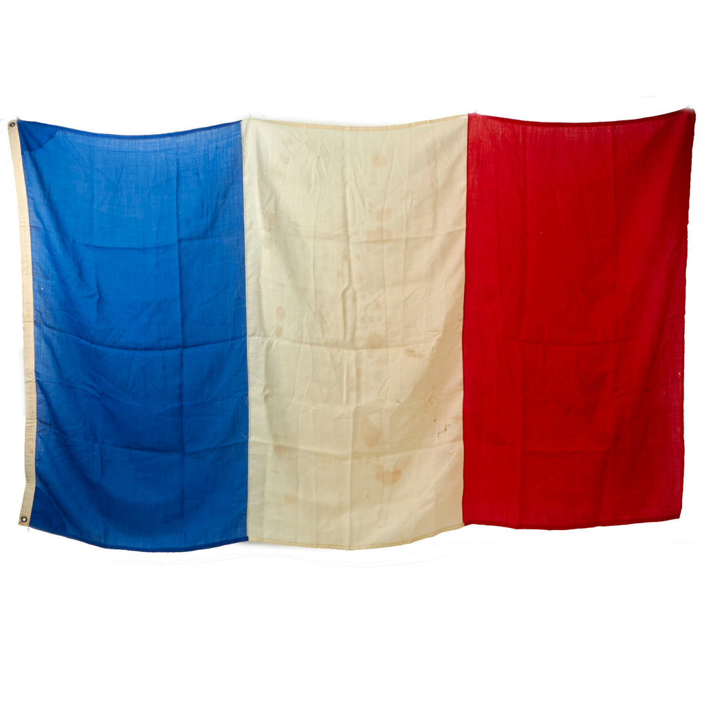 Original French WWI Era Large Tricolor National Flag - 57 ½” x 96” Original Items