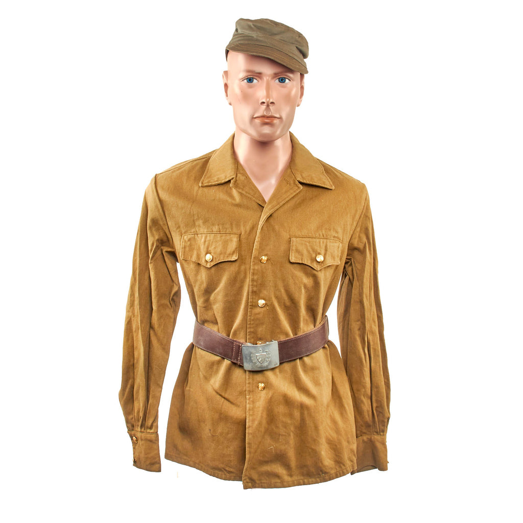 Original Cuban Army Uniform Captured During 1983 U.S. Invasion of Grenada- Fatigue Cap, Shirt, Belt with Cuban Army Buckle Original Items