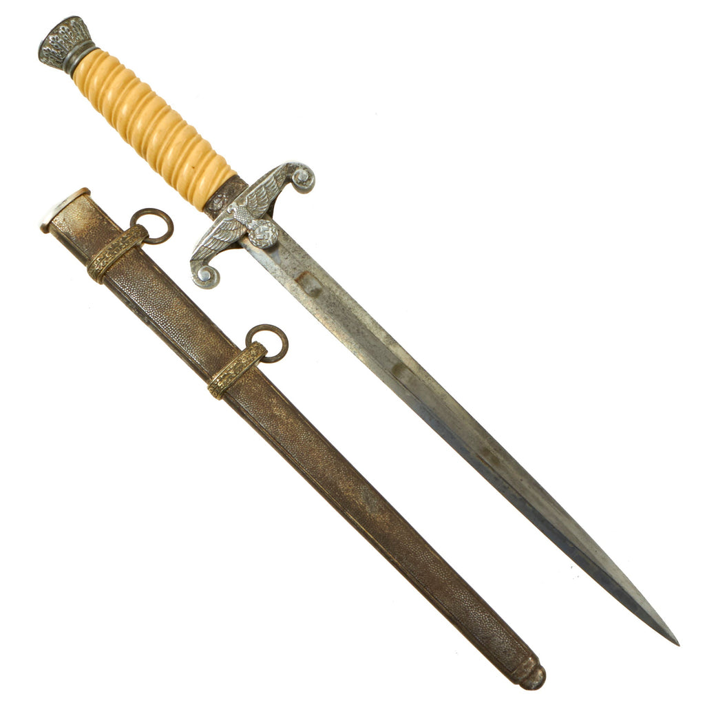 Original German WWII Army Heer Officer Dagger by E. & F. Hörster with Simulated Ivory Handle & Scabbard Original Items